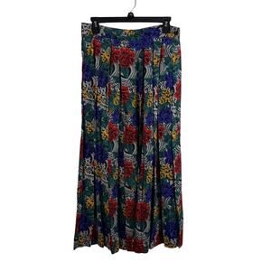 Vintage JH Collectibles Floral Pleated Maxi Skirt Size 12 Rayon Wool Bloomcore